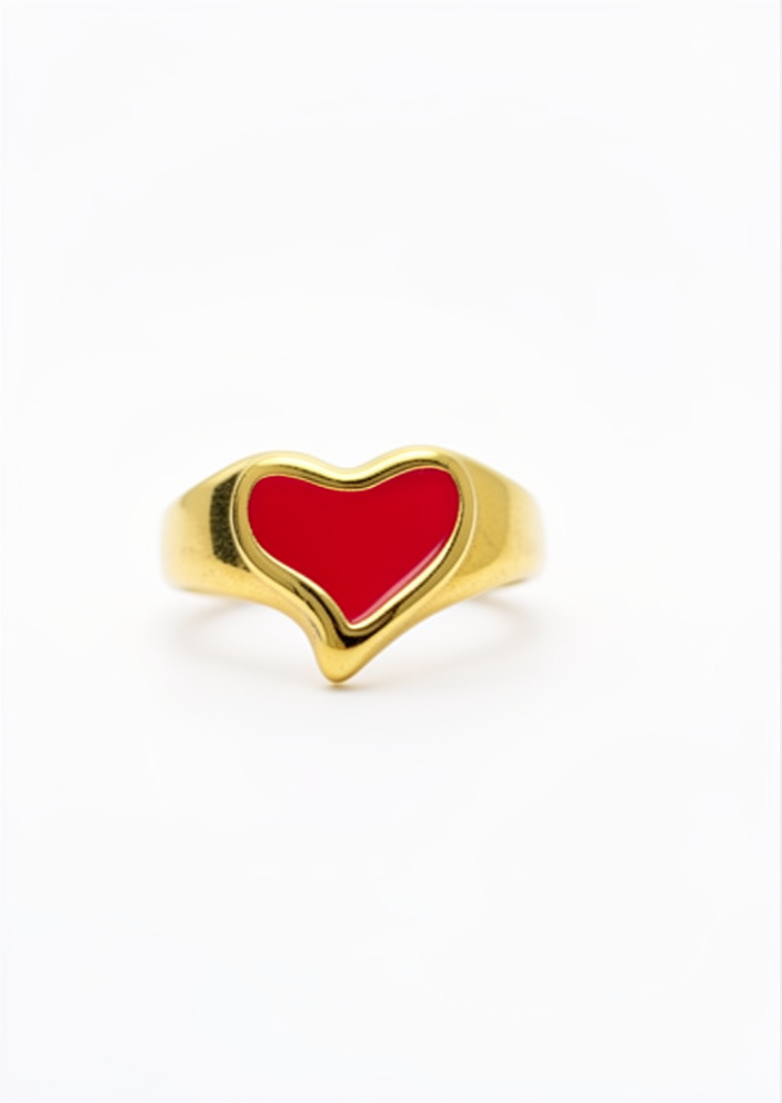 anillo corazon rojo