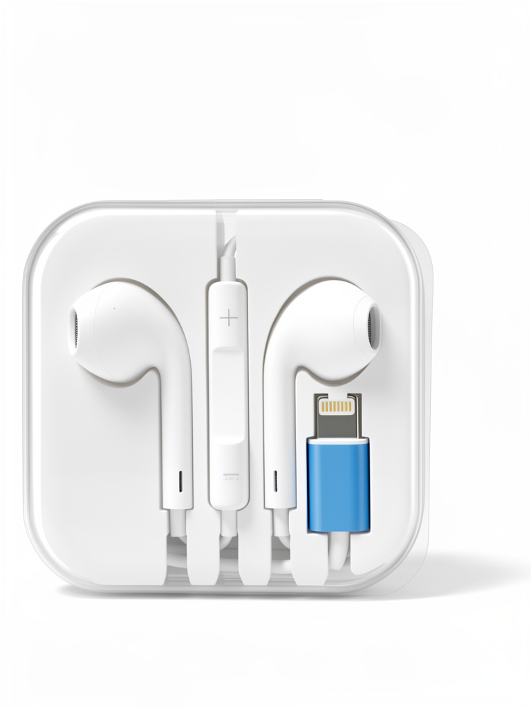 Audifonos blancos con adaptador Lightning