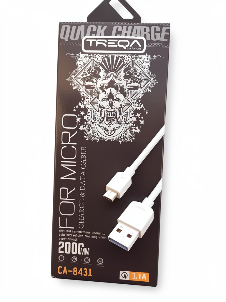 TREQA cable micro USB blanco 2m