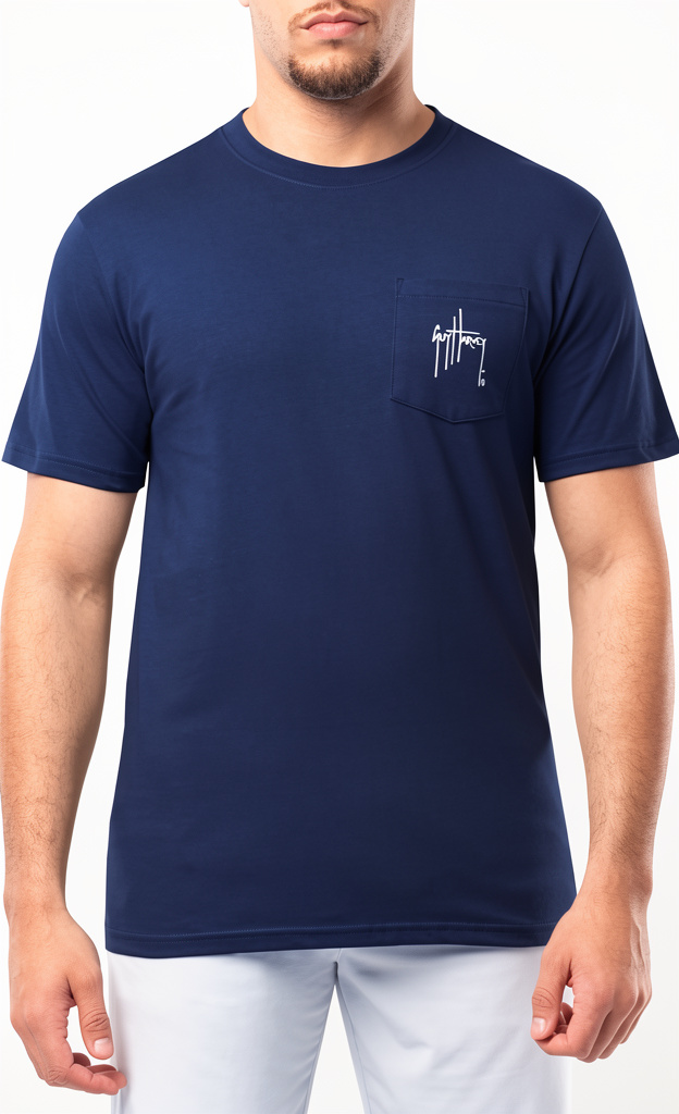 Guy Harvey Camiseta de manga corta con bolsillo gráfico de algodón para hombre exótica