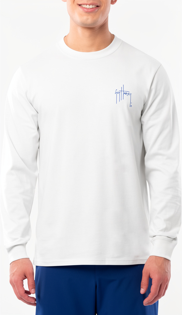 Guy Harvey Camiseta de manga larga para hombre de la colección Billfish blanca