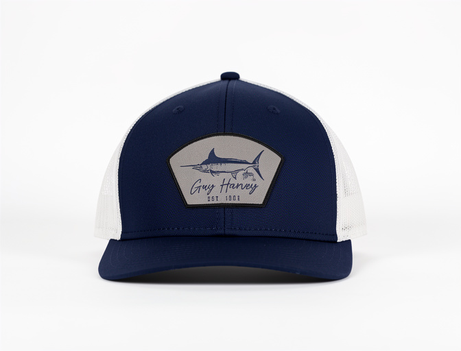 Guy Harvey Gorra de camionero de cambray para hombre, Azul Estate/Marlin