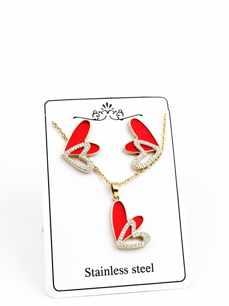 Juego de collar rojo stainless steel