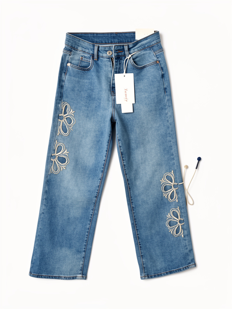 Jeans azul bordado