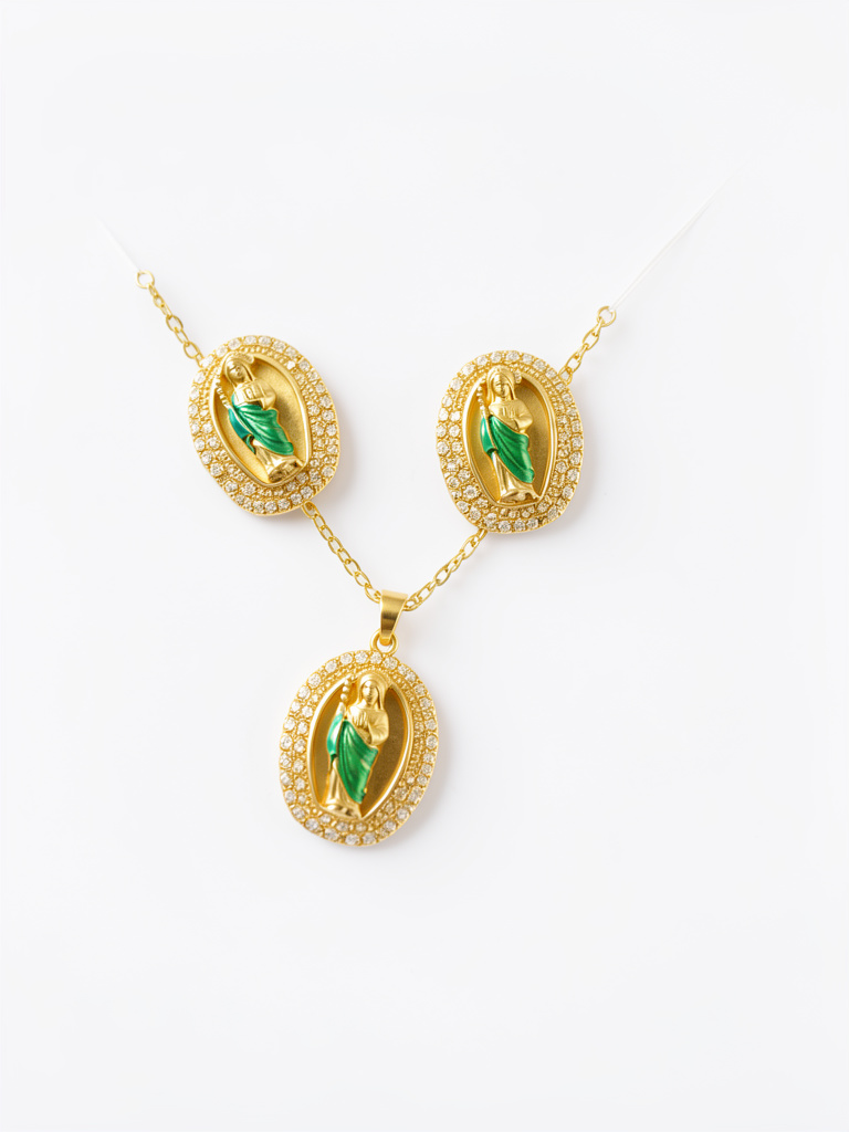 Collar y aritos  dorado Virgen