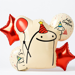 SET GLOBOS METALIZADOS  FLORK MEME X5