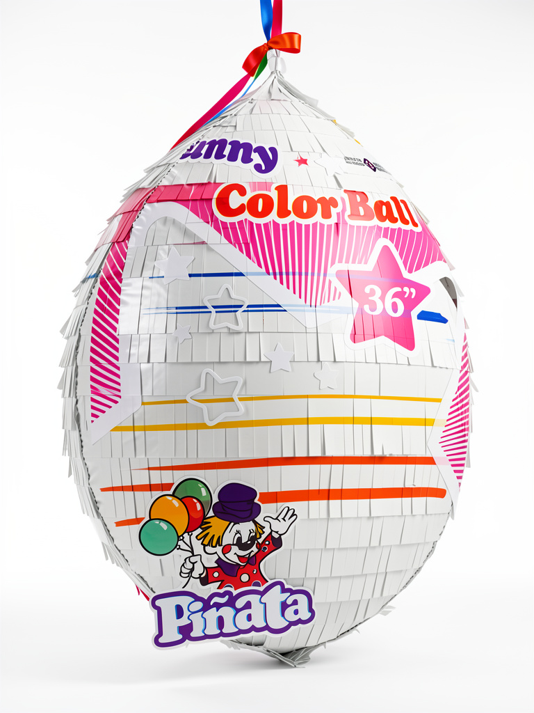 PIÑATA GIGANTE RAYADA 36´´ BLANCO