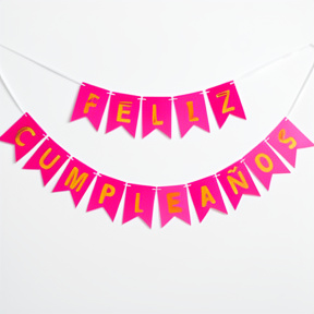 BANDERIN FELIZ CUMPLEAÑOS FUCSIA