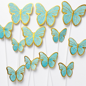 CAKE TOPPER MARIPOSA BORDE DORADO X12U