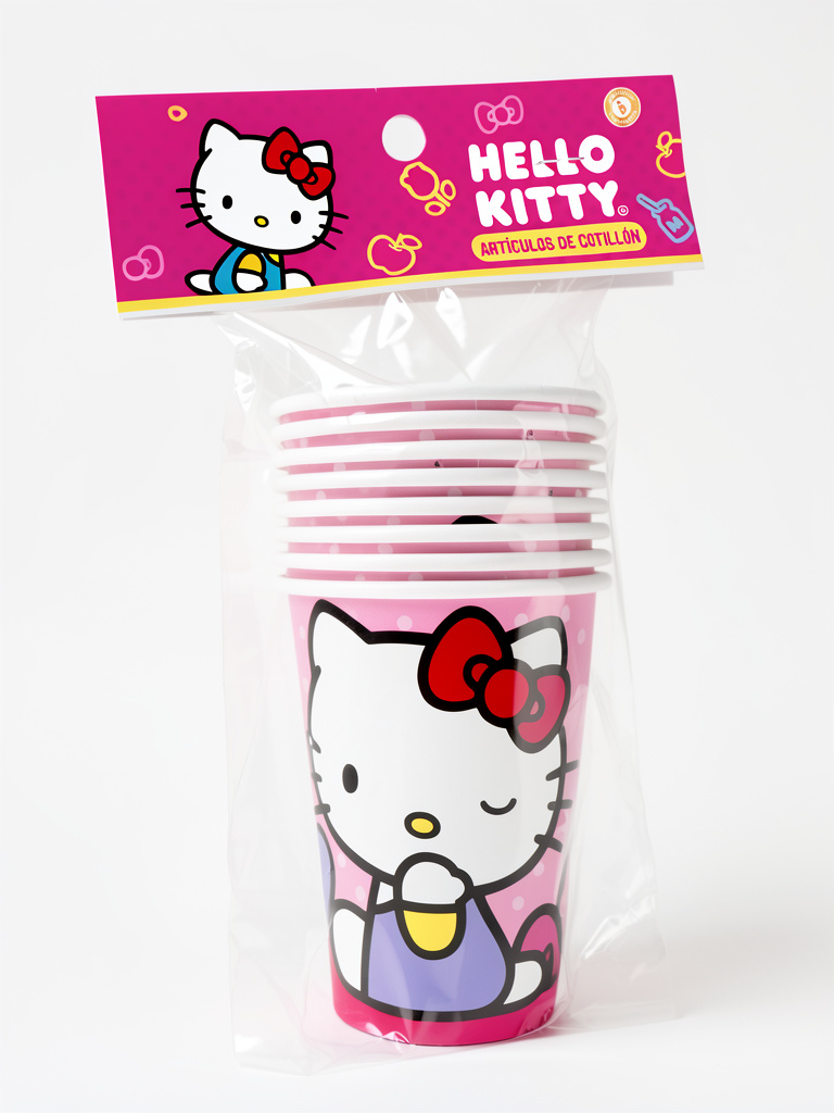 VASO POLIPAPEL KITTY X8