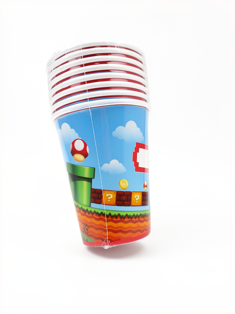 VASOS POLIPAPEL MARIO BROS X8