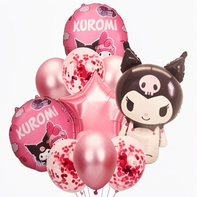 SET  GLOBOS METALIZADOS Y LATEX KUROMI X10