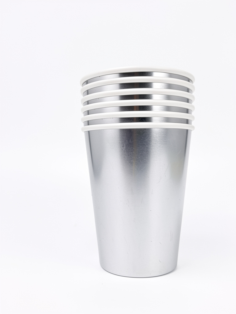 VASO POLIPAPEL PLATA 266CC X6