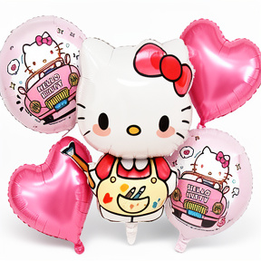 SET GLOBO METALIZADO HELLO KITTY X5