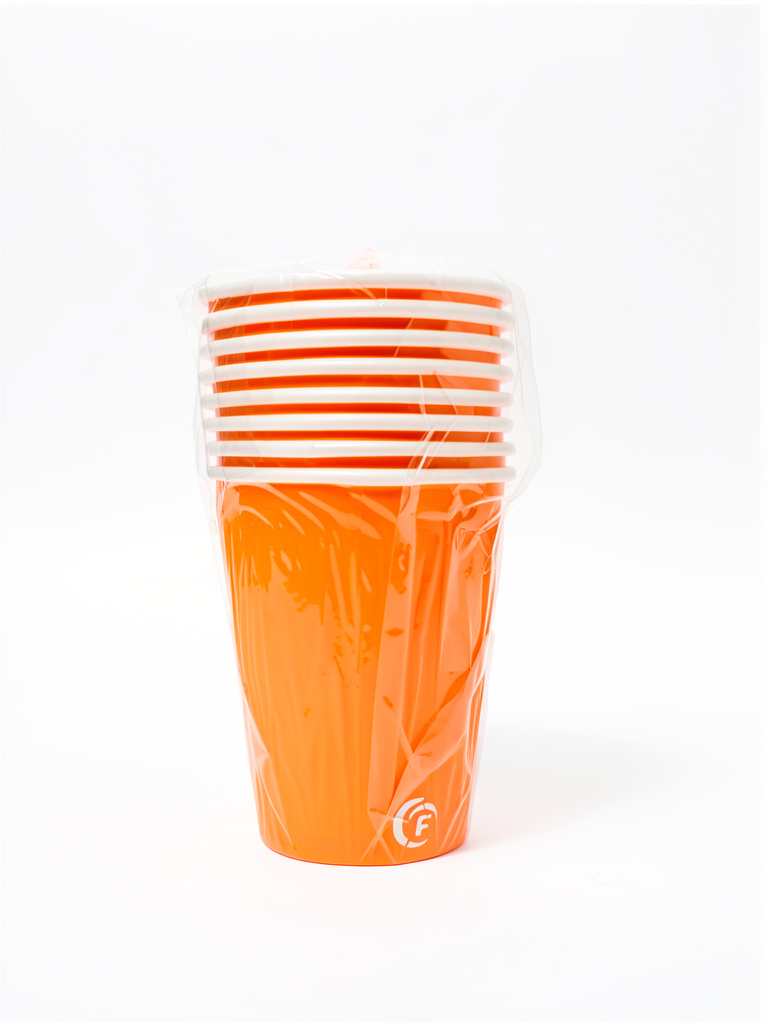 VASO POLIPAPEL 240CC FLUO NARANJA X8