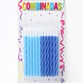 VELA COMBINADAS DE 6CM AZULES X12