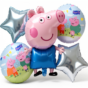 SET GLOBOS METALIZADOS PEPPA PIG X5
