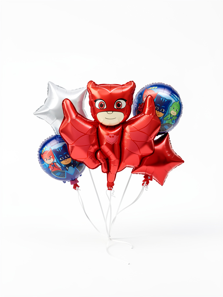 SET DE GLOBOS METALIZADOS HEROES EN PIJAMA ROJO