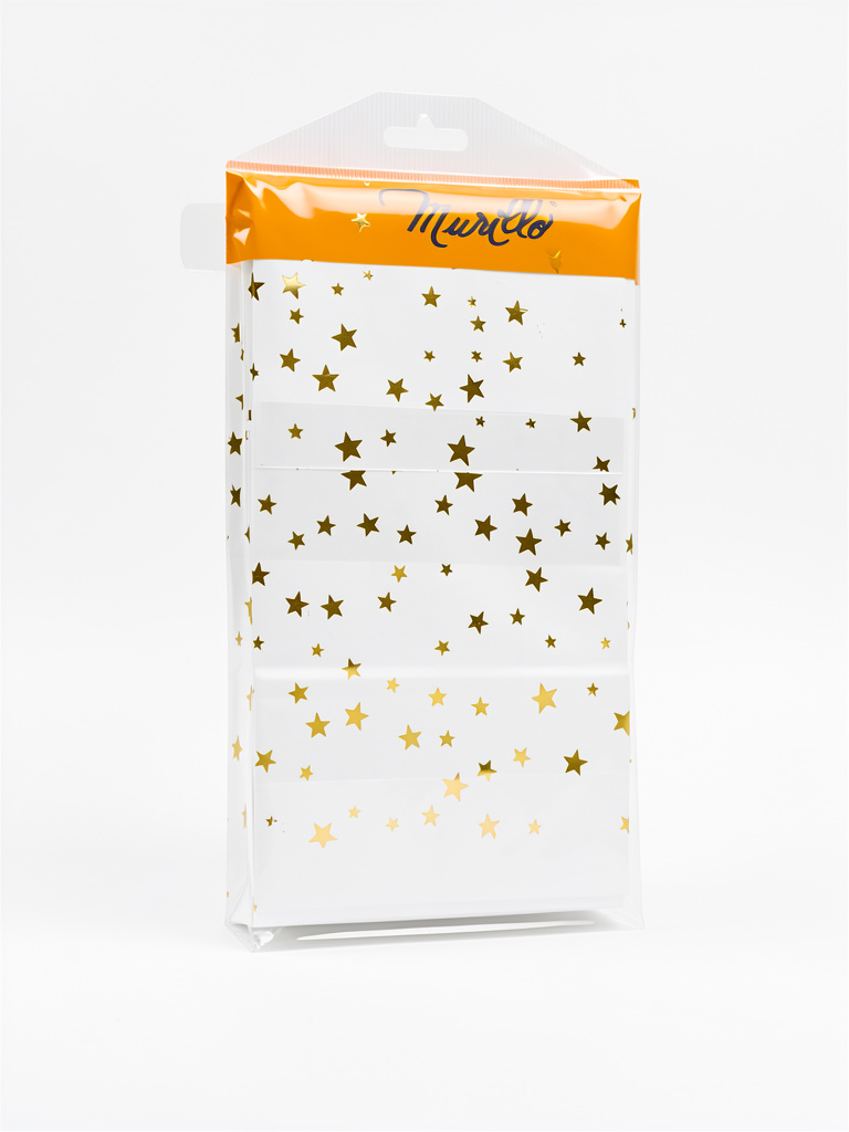 BOLSITA DE PAPEL BLANCA CON ESTRELLITAS DORADAS X10