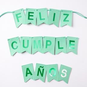BANDERIN FELIZ CUMPLEAÑOS AGUAMARINA VERDE
