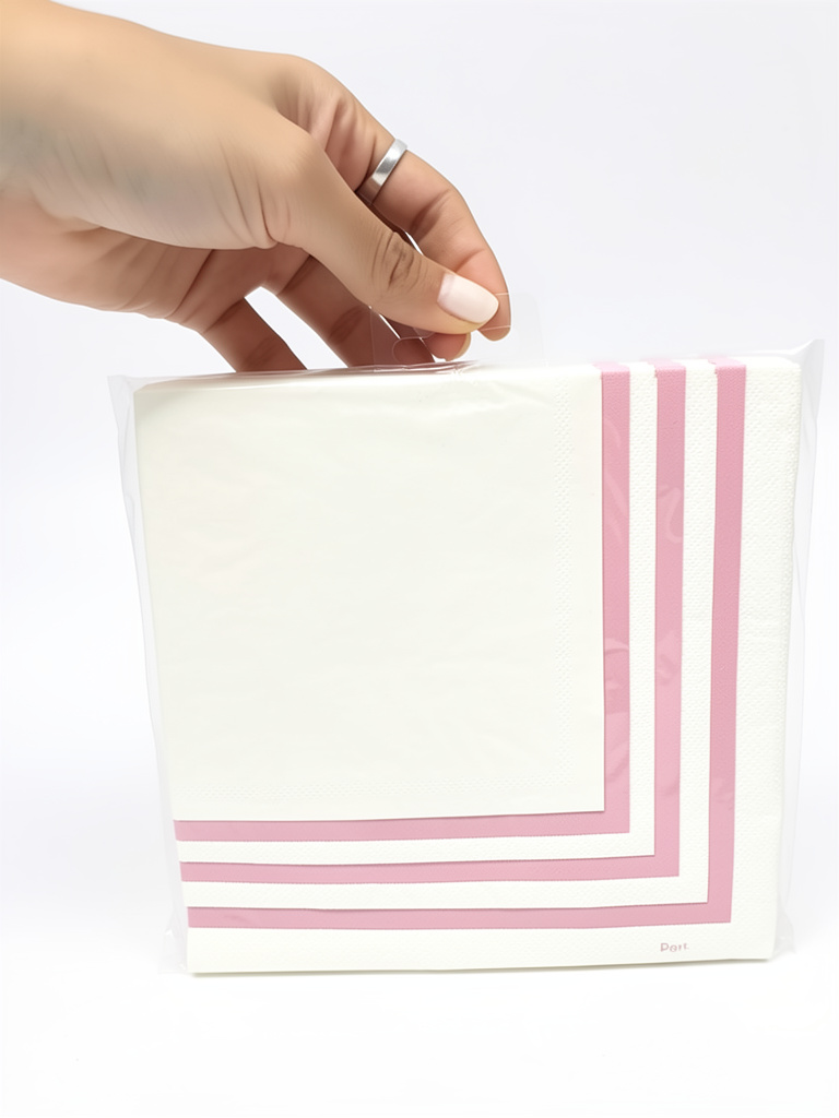 SERVILLETA BORDE ROSA GOLS STAMPIN ROSA X12