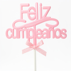 CAKE TOPPER FELIZ CUMPLEAÑOS ROSA