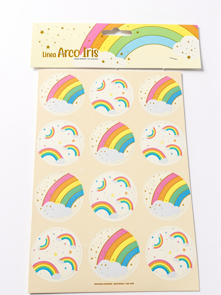 STICKERS AUTOADHESIVOS ARCO IRIS X10