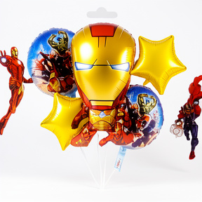 SET GLOBOS METALIZADOS IRON MAN X5