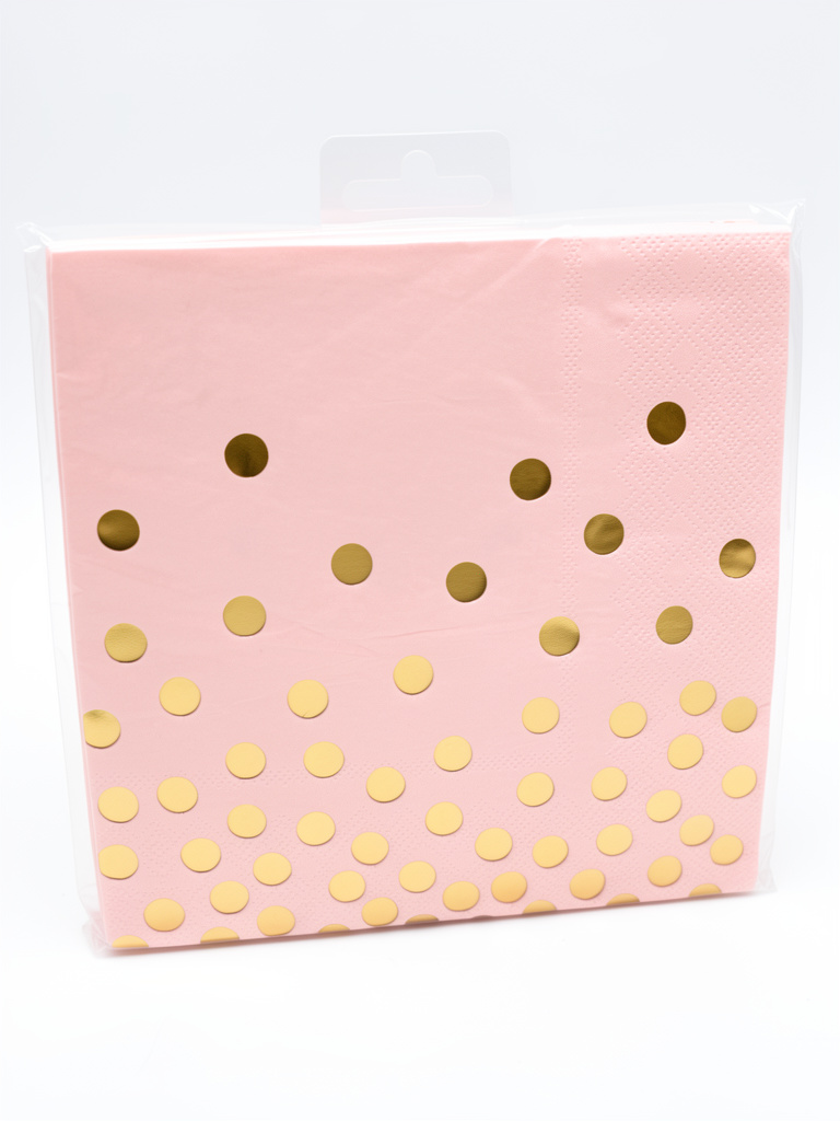 SERVILLETA ROSA LUNARES ORO X12