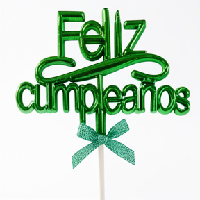 CAKE TOPPER FELIZ CUMPLEAÑOS VERDE