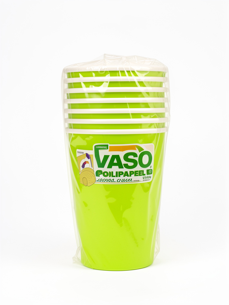 VASO POLIPAPEL 240CC FLUO VERDE X8