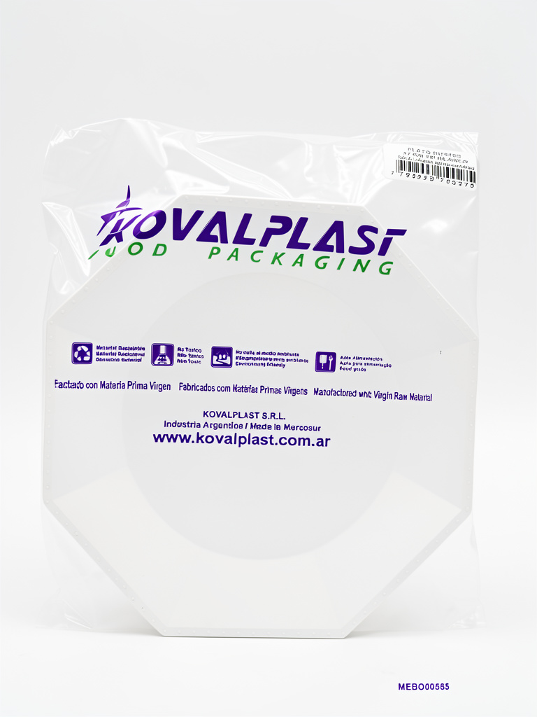 PLATO OCTOGONAL POSTRE BLANCO X10