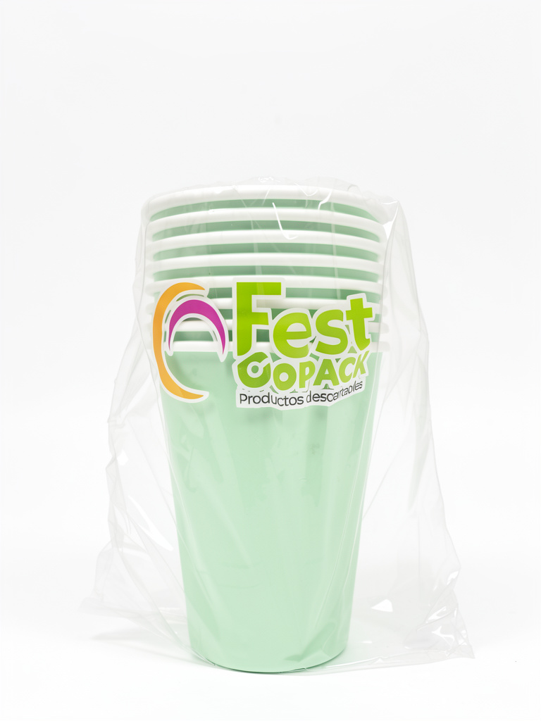 VASO PILIPAPEL 240CC PASTEL VERDE AGUA X8