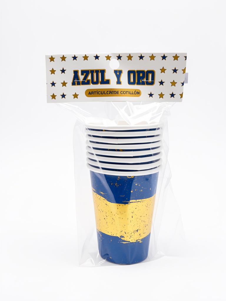 VASO POLIPAPEL AZUL Y ORO