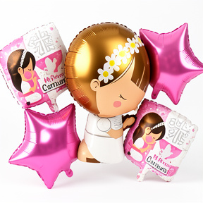 SET DE GLOBOS METALIZADOS COMUNION NENA