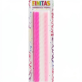 VELAS COMBINADAS FINITAS 17CM ROSAS X 24U