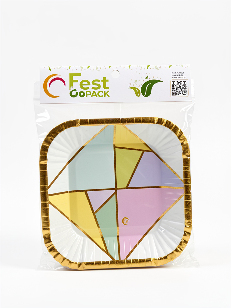 PLATO POLIPAPEL MARMOLADO MULTIOLOR CON STAMPING X8