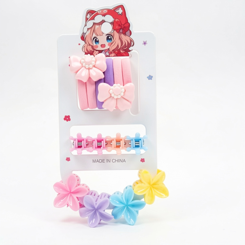 SET GOMITAS+HEBILLAS FLOR