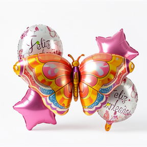 SET DE GLOBOS METALIZADOS MARIPOSA X5