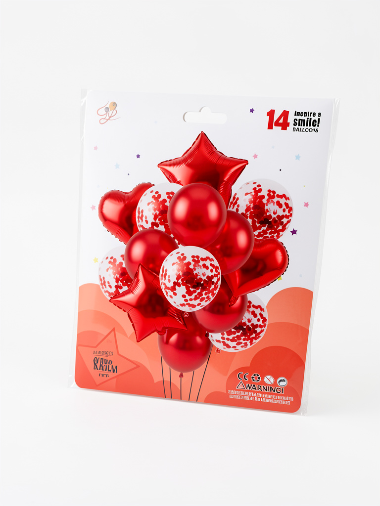 SET DE GLOBOS METALIZADOS Y LATEX X14 ROJO