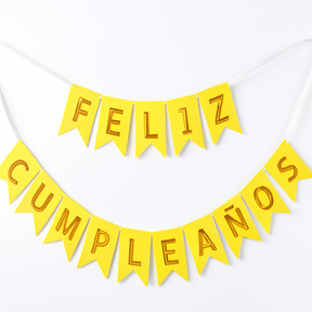 BANDERIN FELIZ CUMPLEAÑOS AMARILLO