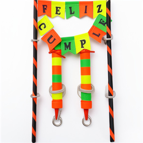 SET MINI BANDERINES F/C FLUO CON 2 BENGALAS