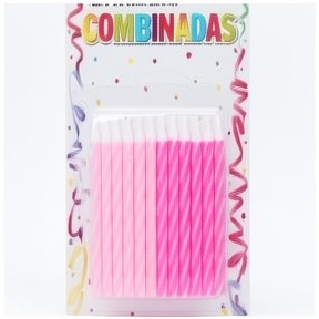 VELA COMBINADAS DE 6 CM ROSAS X12