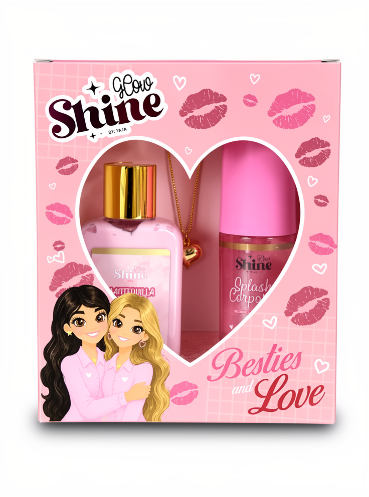 Kit amor y amistad ROSADO Splash + Mantequilla + Cadena Glow Shine By Yaja