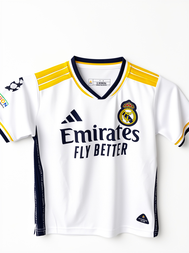 Real Madrid playera blanca y amarilla réplica