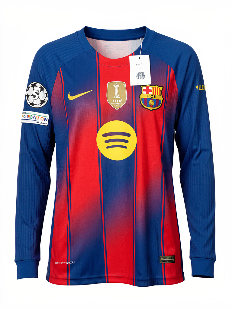 FC Barcelona azul rojo playera manga larga Clon