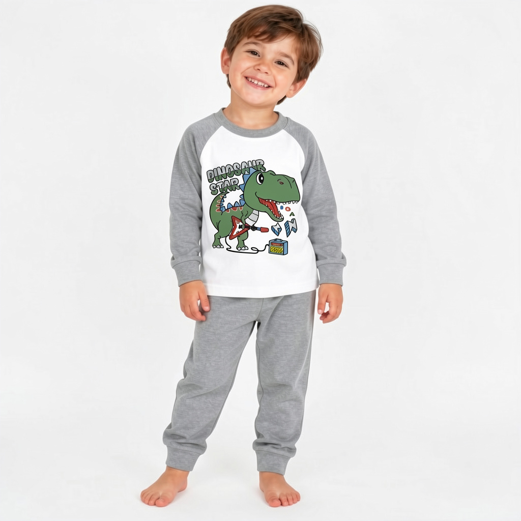Pijama dinosauro gris
