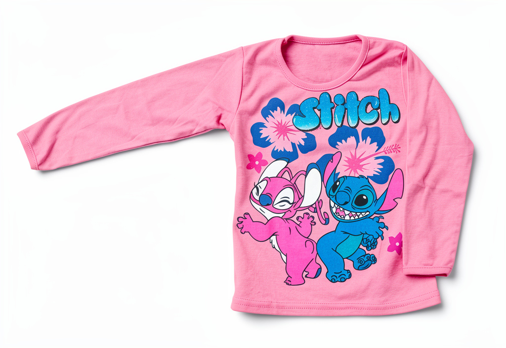 Polera Stitch rosada manga larga