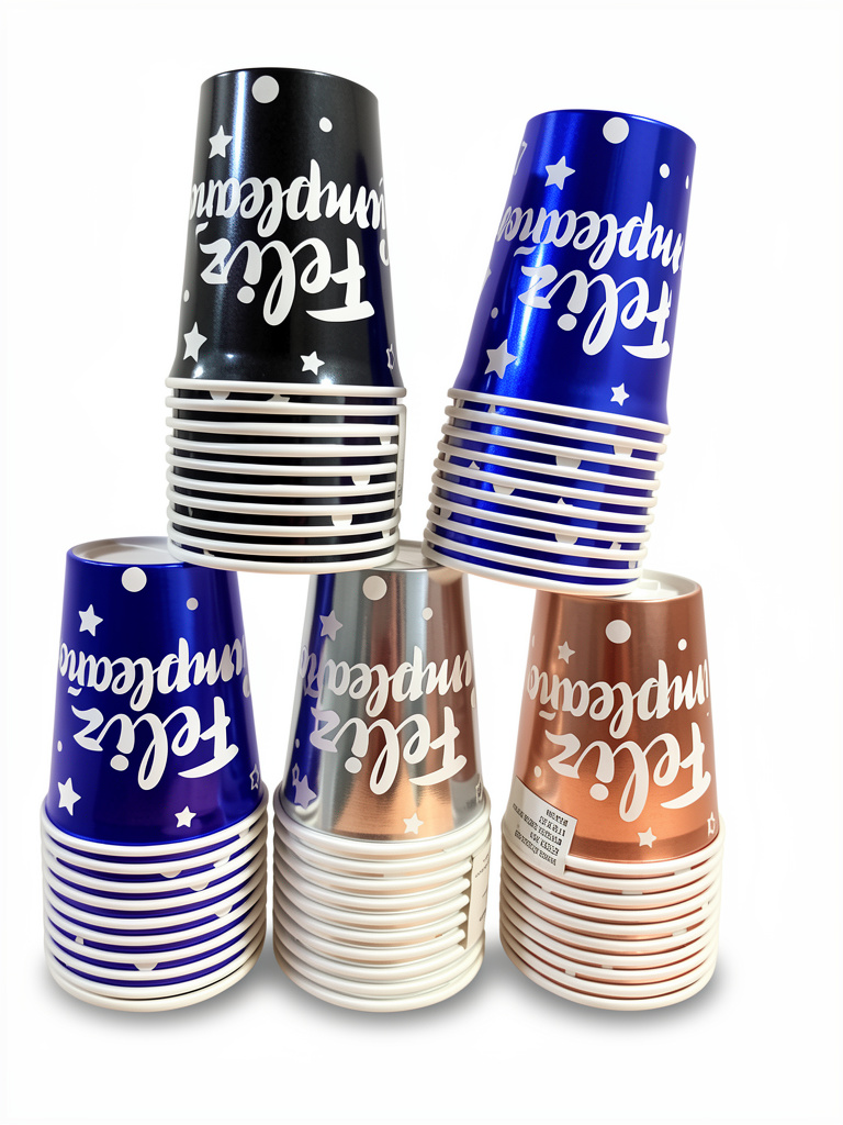 Vasos de cumpleaños metalizados