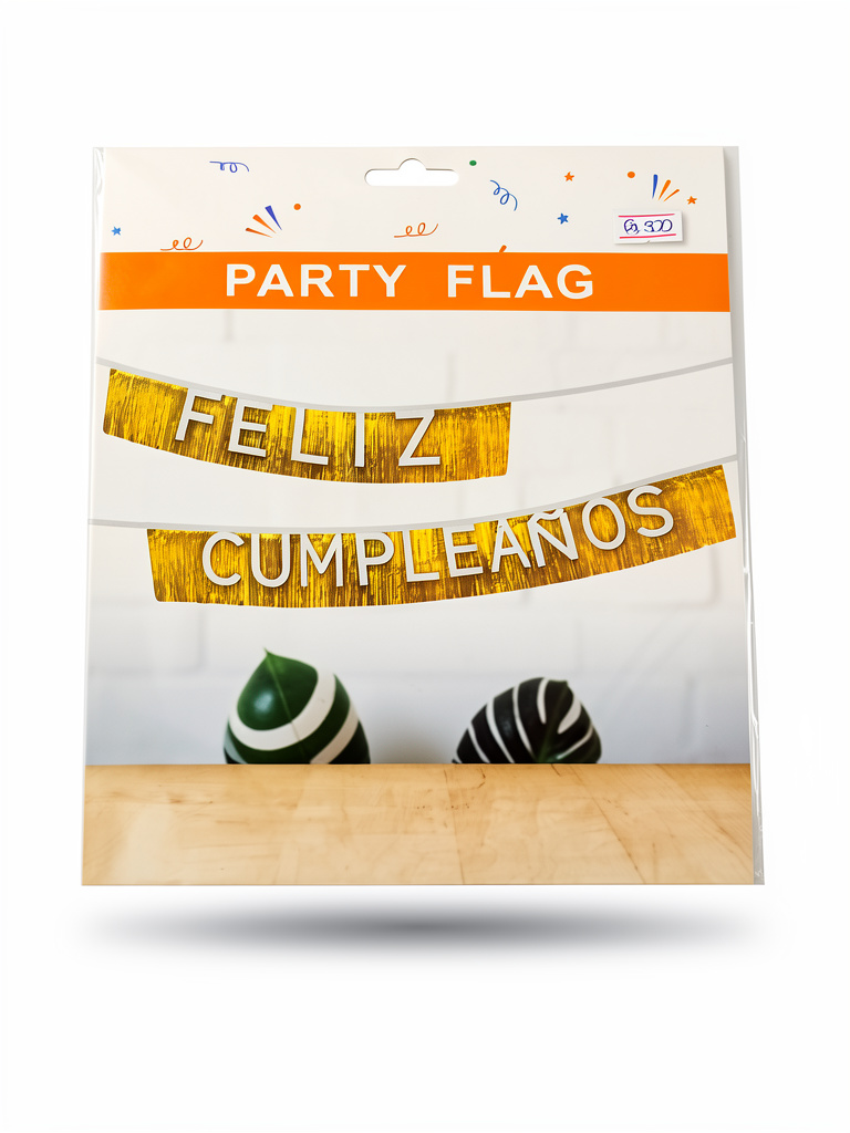 Letrero feliz cumpleaños flecos